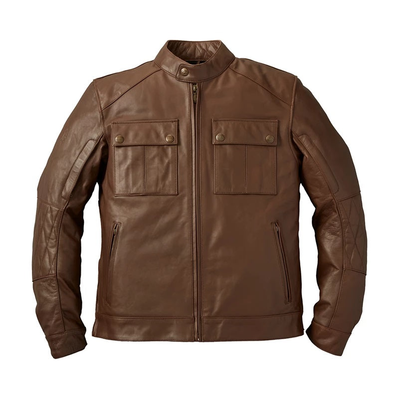 Manteau de moto Getaway en cuir pour homme avec doublure amovible