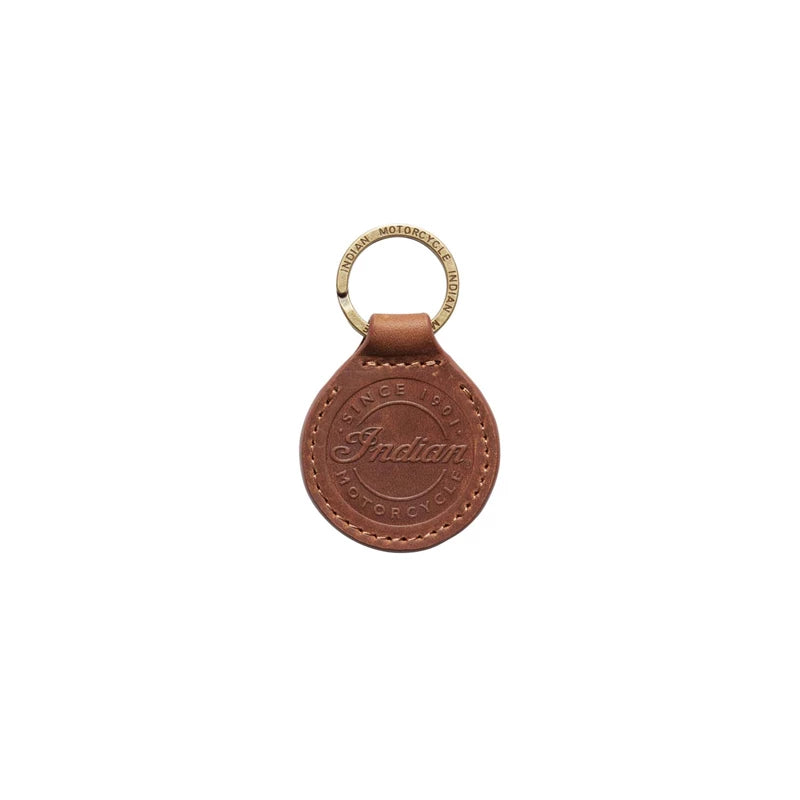 Circle Leather Key Ring / Porte-Clés en cuir brun